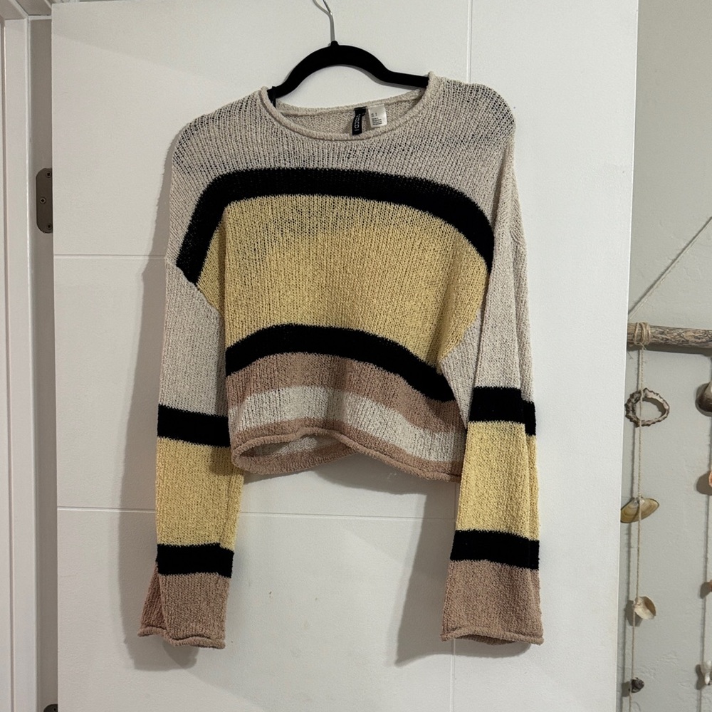 H&M Women's Striped Sweater - Cream, Yellow, Black, Brown